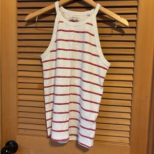 Madewell Red and White Striped Tank Top